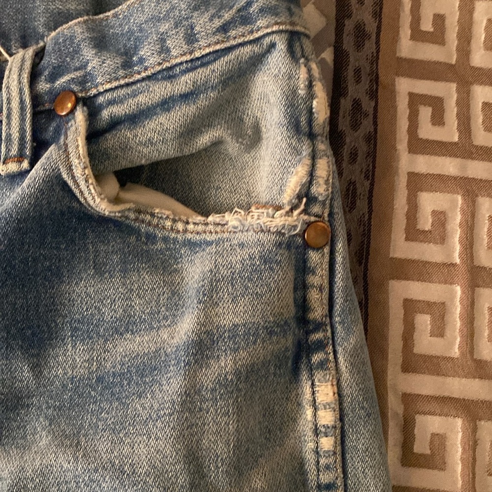 Wrangler Super Distressed Vintage Blokecore Denim Jeans 31/32 - Picture 6 of 15